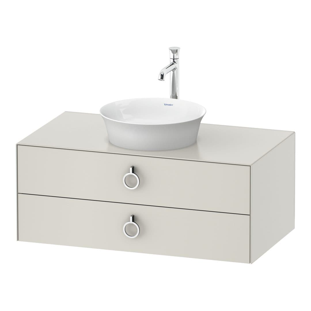 Duravit White Tulip – Έπιπλο Νιπτήρα – 1000 mm, για κονσόλα, 2 συρτάρια, νιπτήρας κέντρο, Chrome High Gloss – Nordic white Satin Matt, Lacquer (WT499103939)