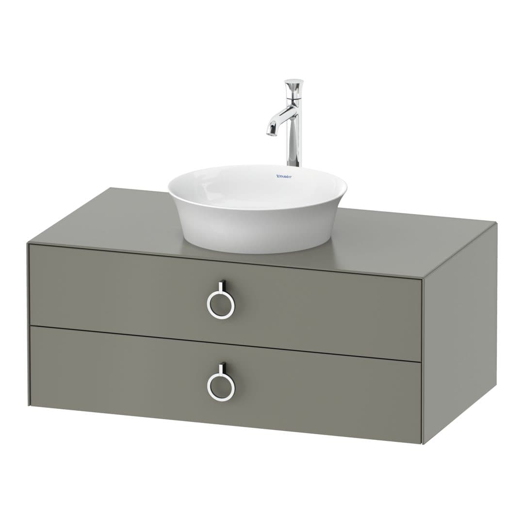 Duravit White Tulip – Έπιπλο Νιπτήρα – 1000 mm, για κονσόλα, 2 συρτάρια, νιπτήρας κέντρο, Chrome High Gloss – Stone grey Satin Matt, Lacquer (WT499109292)