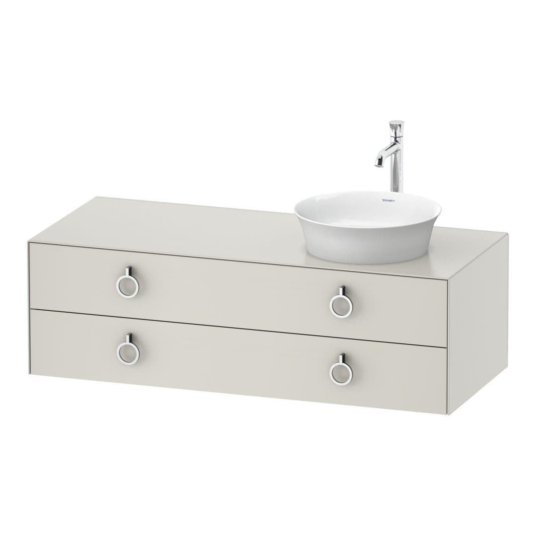 Duravit White Tulip – Έπιπλο Νιπτήρα – 1300 mm, για κονσόλα, 2 συρτάρια, νιπτήρας δεξιά, Chrome High Gloss – Nordic white Satin Matt, Lacquer (WT4992R3939)