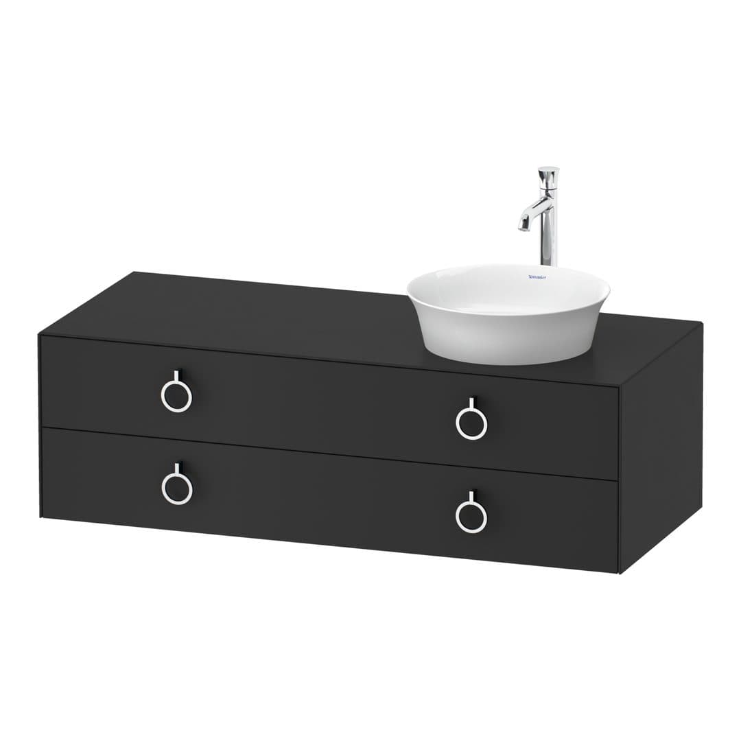 Duravit White Tulip – Έπιπλο Νιπτήρα – 1300 mm, για κονσόλα, 2 συρτάρια, νιπτήρας δεξιά, Chrome High Gloss – Graphite Satin Matt, Lacquer (WT4992R5858)