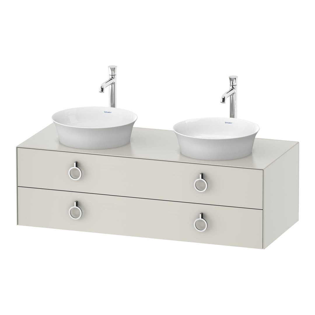 Duravit White Tulip – Έπιπλο Νιπτήρα – 1300 mm, για κονσόλα, 2 συρτάρια, Chrome High Gloss – Nordic white Satin Matt, Lacquer (WT4993B3939)