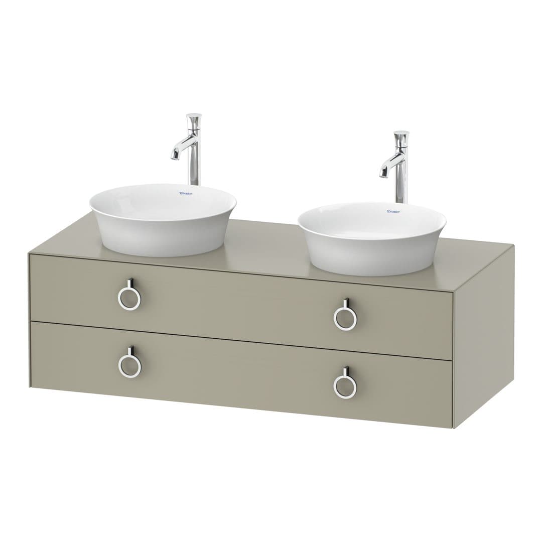 Duravit White Tulip – Έπιπλο Νιπτήρα – 1300 mm, για κονσόλα, 2 συρτάρια, Chrome High Gloss – Taupe Satin Matt, Lacquer (WT4993B6060)