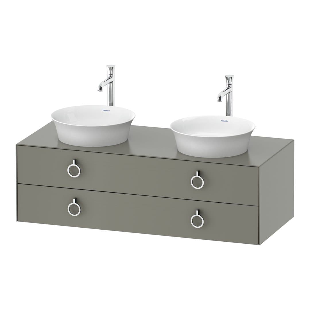 Duravit White Tulip – Έπιπλο Νιπτήρα – 1300 mm, για κονσόλα, 2 συρτάρια, Chrome High Gloss – Stone grey Satin Matt, Lacquer (WT4993B9292)