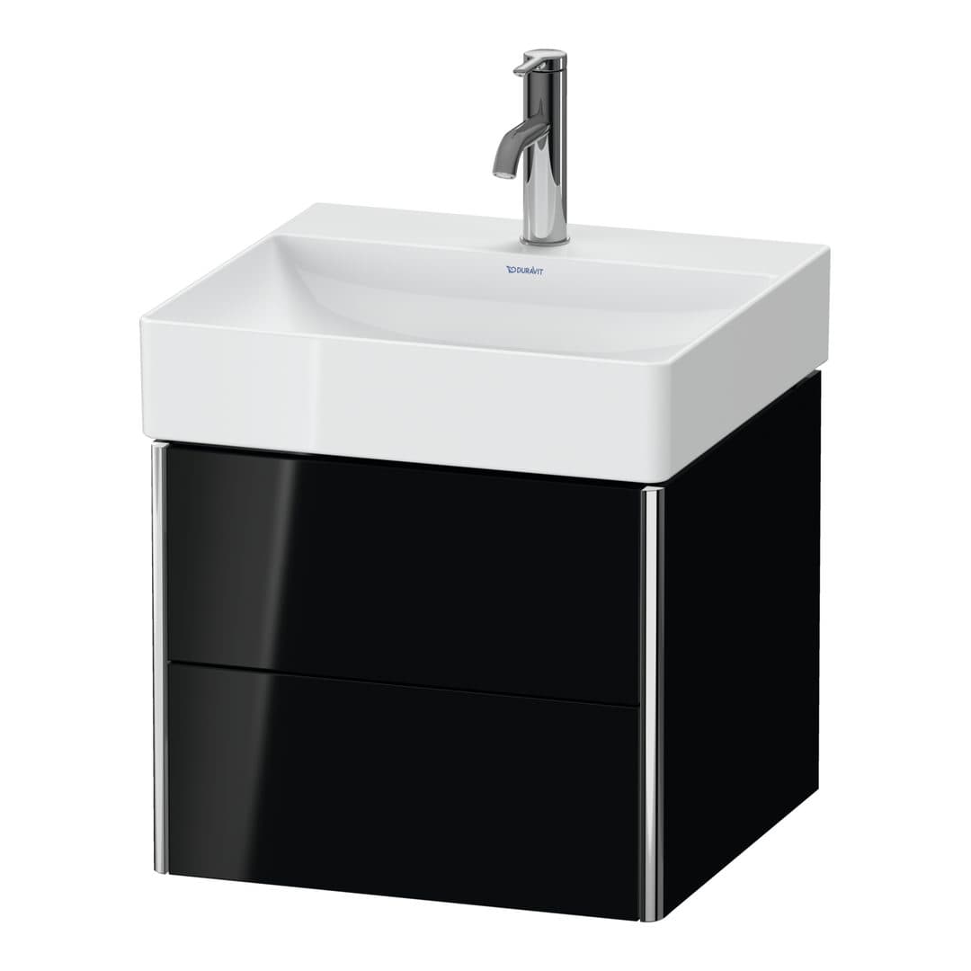 Duravit XSquare – Έπιπλο Νιπτήρα – 484 mm, 2 συρτάρια, νιπτήρας κέντρο – Black High Gloss, Lacquer (XS416004040)