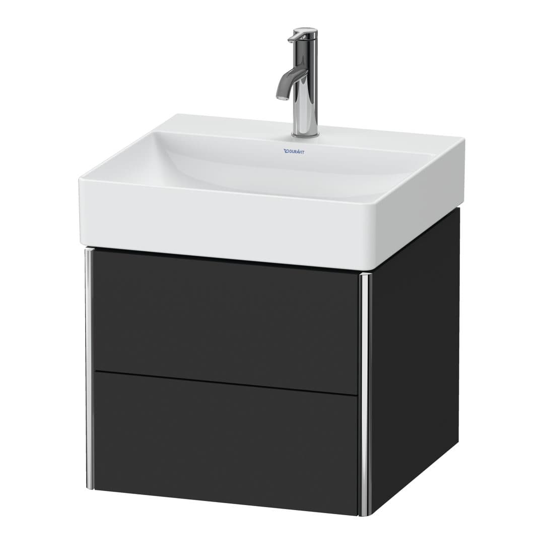Duravit XSquare – Έπιπλο Νιπτήρα – 484 mm, 2 συρτάρια, νιπτήρας κέντρο – Graphite Super Matt, Decor (XS416008080)