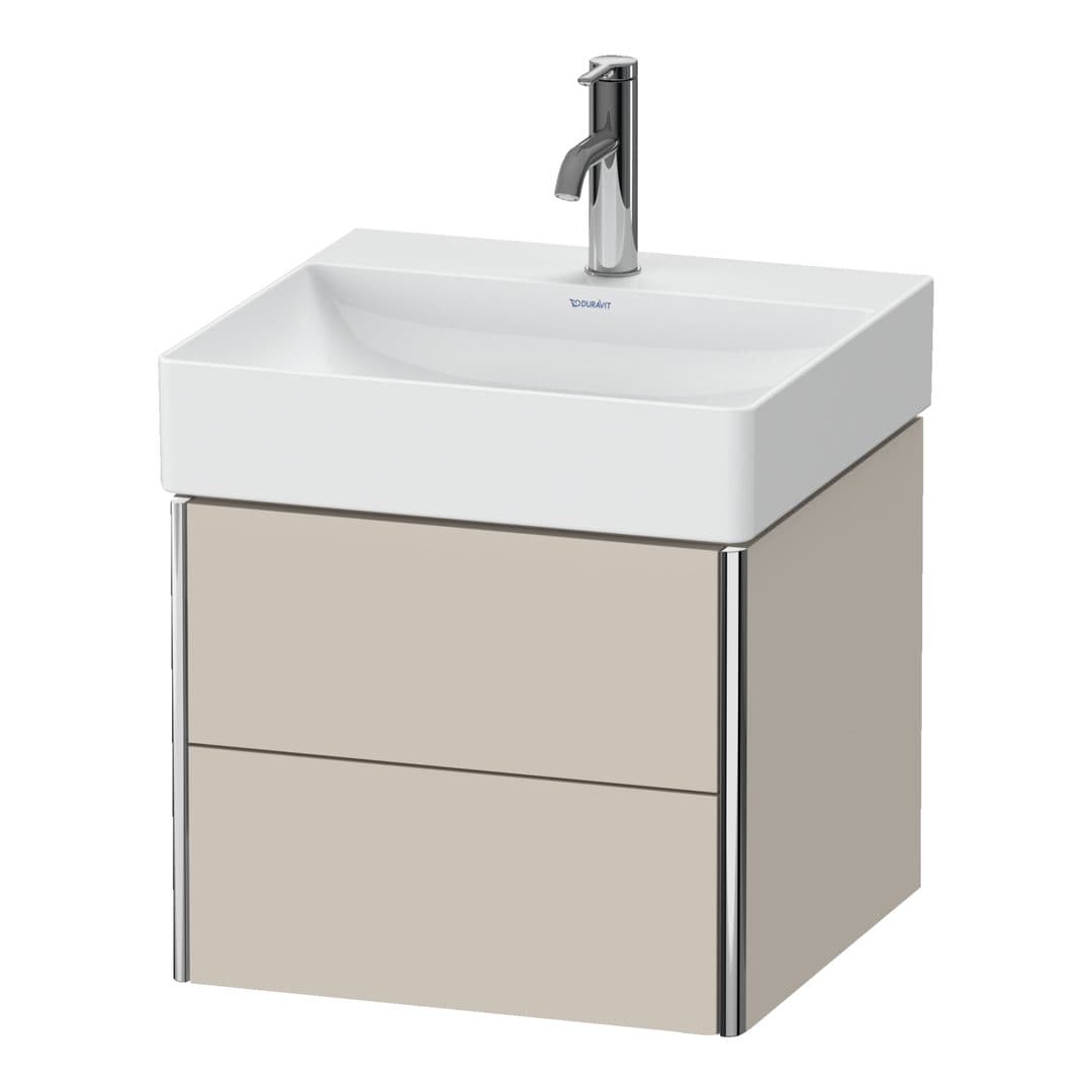 Duravit XSquare – Έπιπλο Νιπτήρα – 484 mm, 2 συρτάρια, νιπτήρας κέντρο – Taupe Super Matt, Decor (XS416008383)