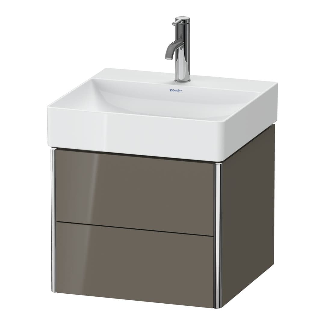 Duravit XSquare – Έπιπλο Νιπτήρα – 484 mm, 2 συρτάρια, νιπτήρας κέντρο – Flannel Grey High Gloss, Lacquer (XS416008989)