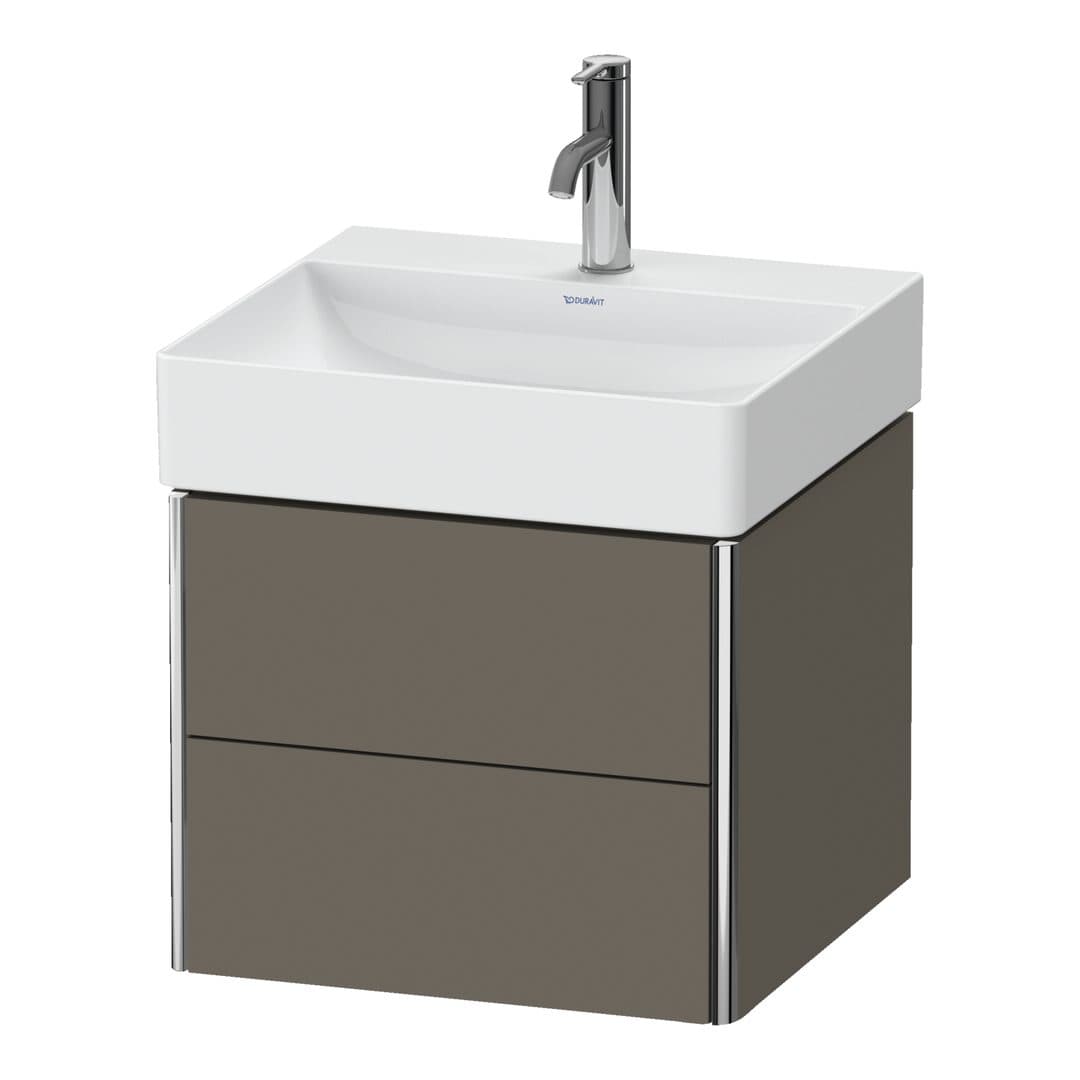 Duravit XSquare – Έπιπλο Νιπτήρα – 484 mm, 2 συρτάρια, νιπτήρας κέντρο – Flannel Grey Satin Matt, Lacquer (XS416009090)