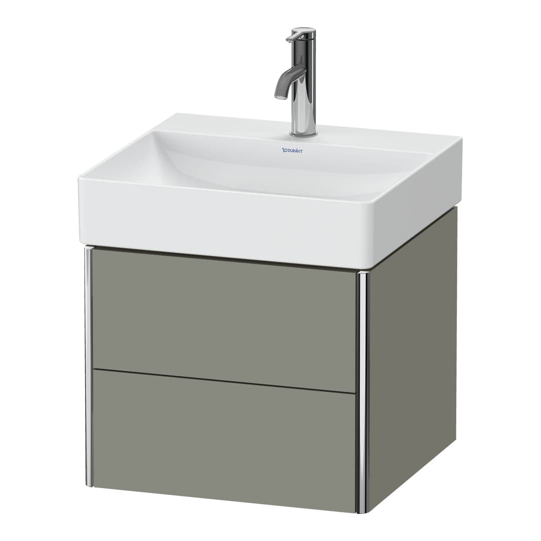 Duravit XSquare – Έπιπλο Νιπτήρα – 484 mm, 2 συρτάρια, νιπτήρας κέντρο – Stone grey Satin Matt, Lacquer (XS416009292)