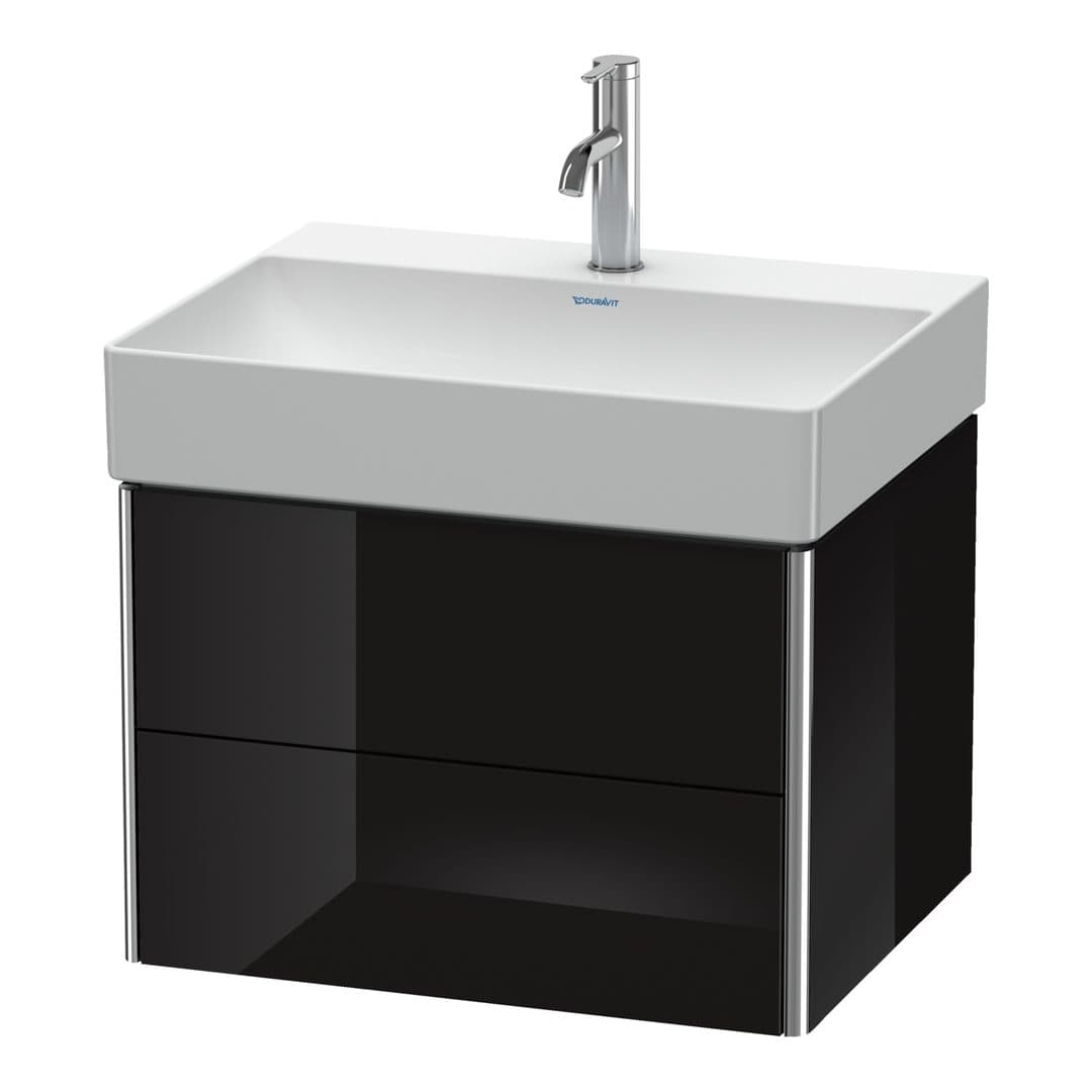 Duravit XSquare – Έπιπλο Νιπτήρα – 584 mm, 2 συρτάρια, νιπτήρας κέντρο – Black High Gloss, Lacquer (XS416104040)