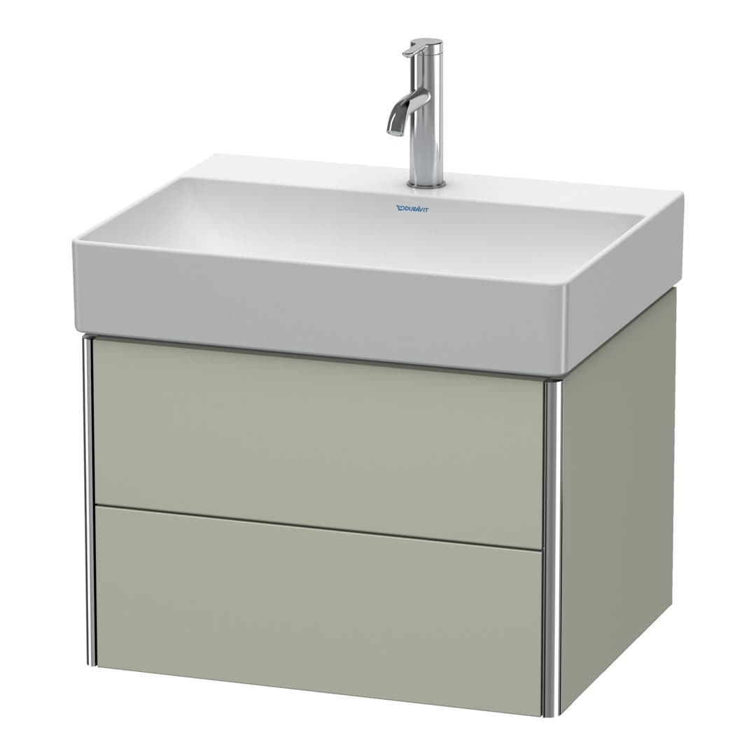 Duravit XSquare – Έπιπλο Νιπτήρα – 584 mm, 2 συρτάρια, νιπτήρας κέντρο – Taupe Satin Matt, Lacquer (XS416106060)