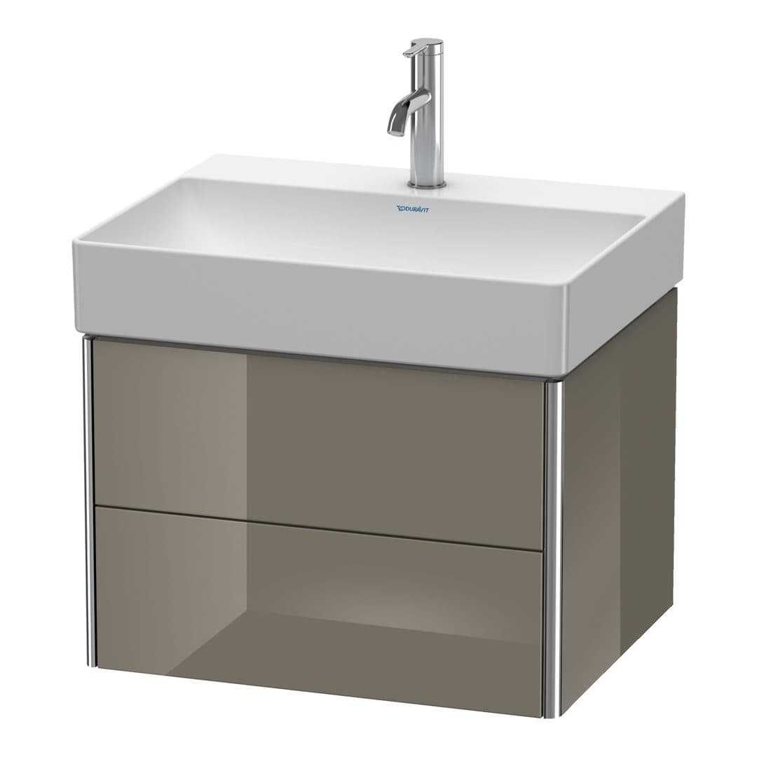 Duravit XSquare – Έπιπλο Νιπτήρα – 584 mm, 2 συρτάρια, νιπτήρας κέντρο – Flannel Grey High Gloss, Lacquer (XS416108989)