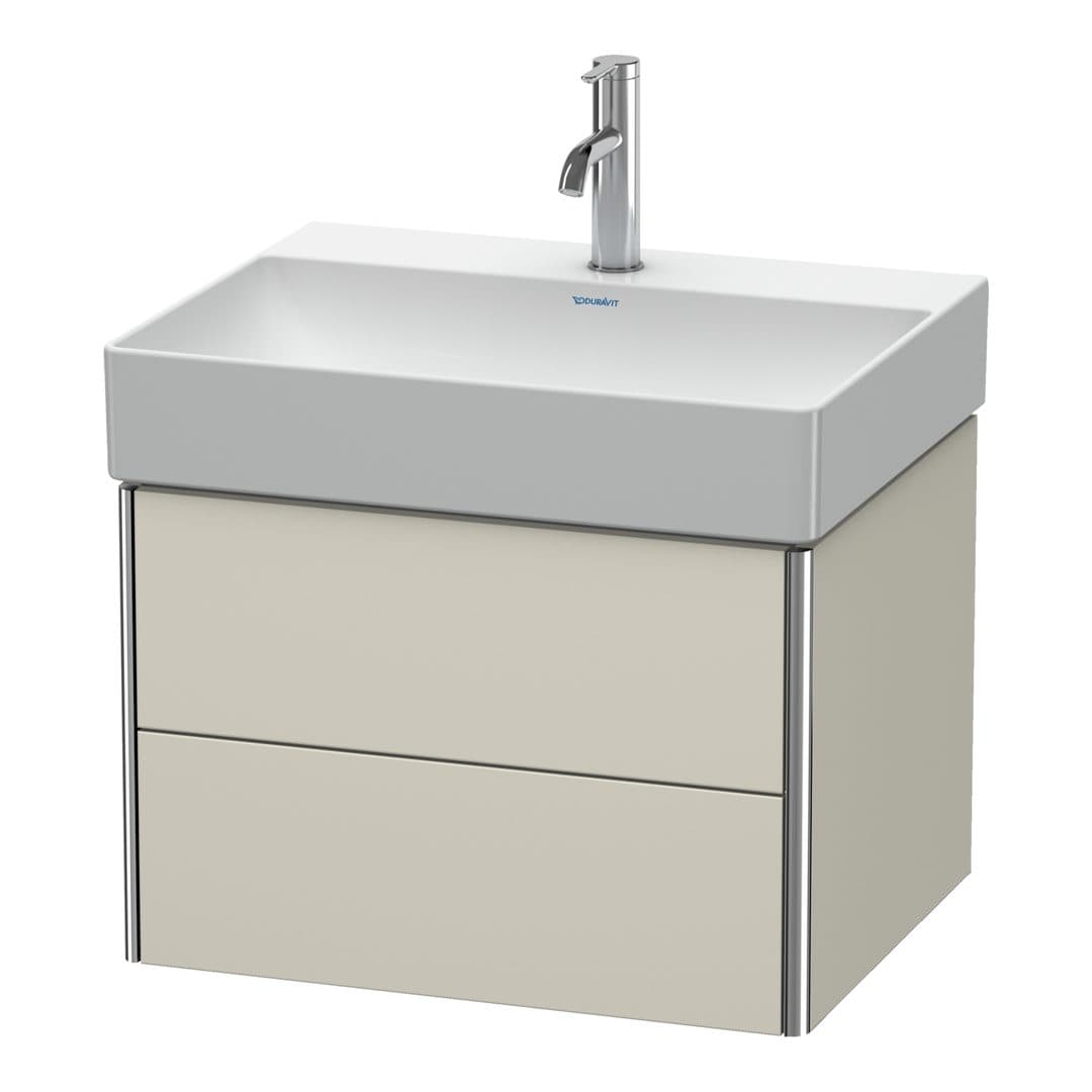 Duravit XSquare – Έπιπλο Νιπτήρα – 584 mm, 2 συρτάρια, νιπτήρας κέντρο – Taupe Matt, Decor (XS416109191)