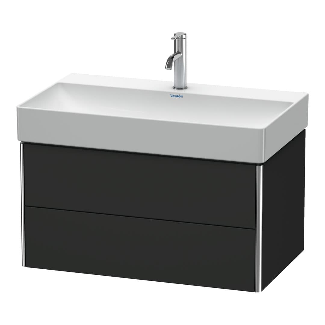 Duravit XSquare – Έπιπλο Νιπτήρα – 784 mm, 2 συρτάρια, νιπτήρας κέντρο – Graphite Super Matt, Decor (XS416208080)