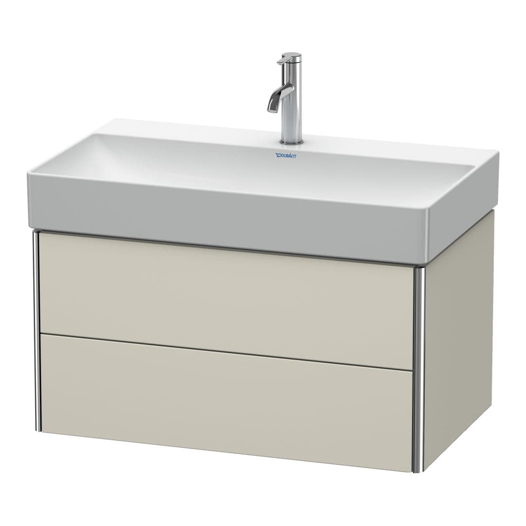 Duravit XSquare – Έπιπλο Νιπτήρα – 784 mm, 2 συρτάρια, νιπτήρας κέντρο – Taupe Super Matt, Decor (XS416208383)
