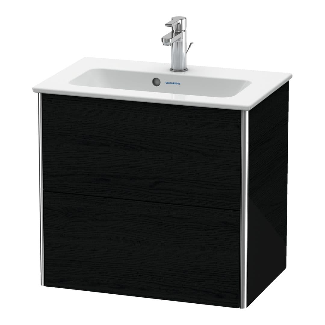 Duravit XSquare – Έπιπλο Νιπτήρα – 610 mm, 2 συρτάρια, νιπτήρας κέντρο, Compact – Black oak Matt, Decor (XS416501616)