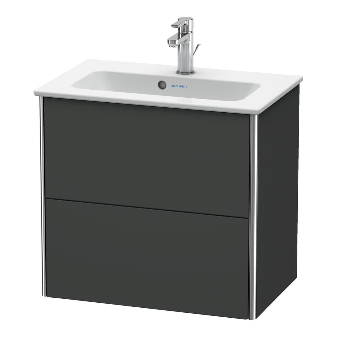 Duravit XSquare – Έπιπλο Νιπτήρα – 610 mm, 2 συρτάρια, νιπτήρας κέντρο, Compact – Graphite Matt, Decor (XS416504949)