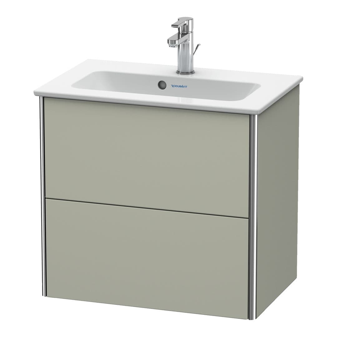 Duravit XSquare – Έπιπλο Νιπτήρα – 610 mm, 2 συρτάρια, νιπτήρας κέντρο, Compact – Taupe Satin Matt, Lacquer (XS416506060)