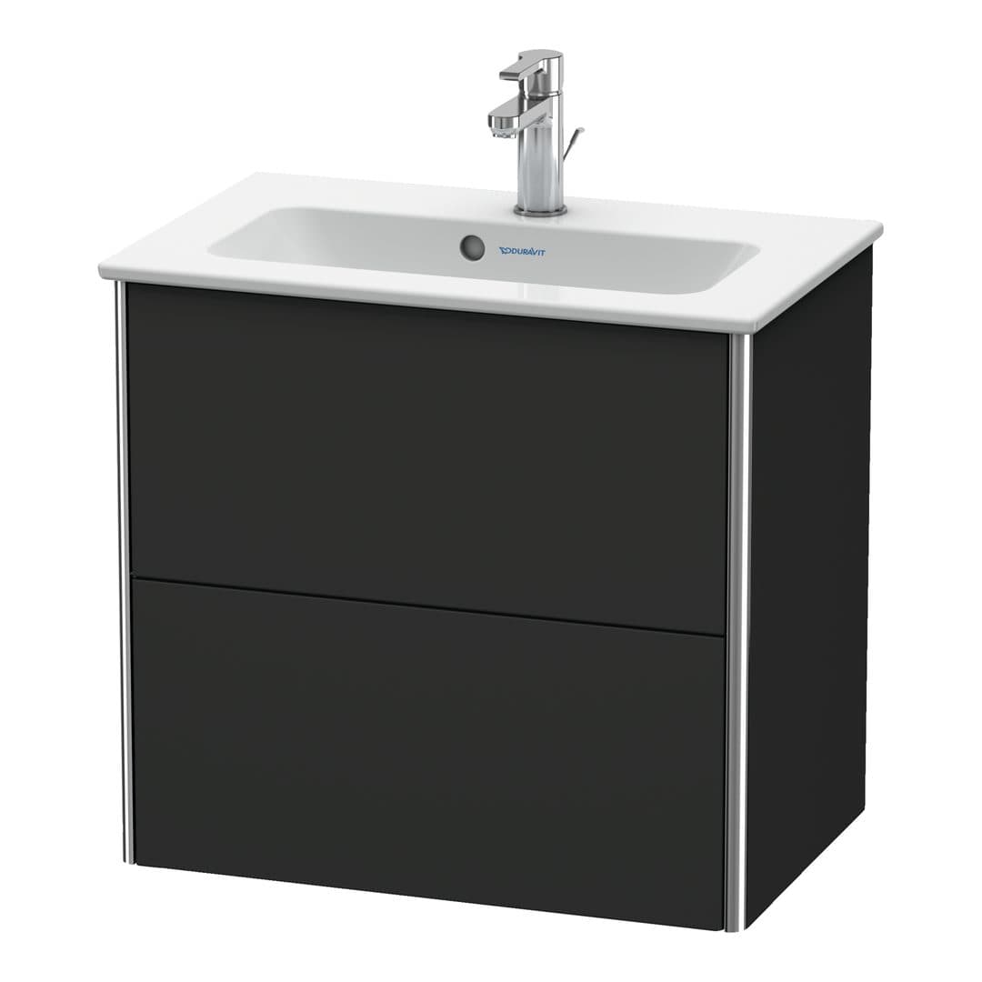 Duravit XSquare – Έπιπλο Νιπτήρα – 610 mm, 2 συρτάρια, νιπτήρας κέντρο, Compact – Graphite Super Matt, Decor (XS416508080)