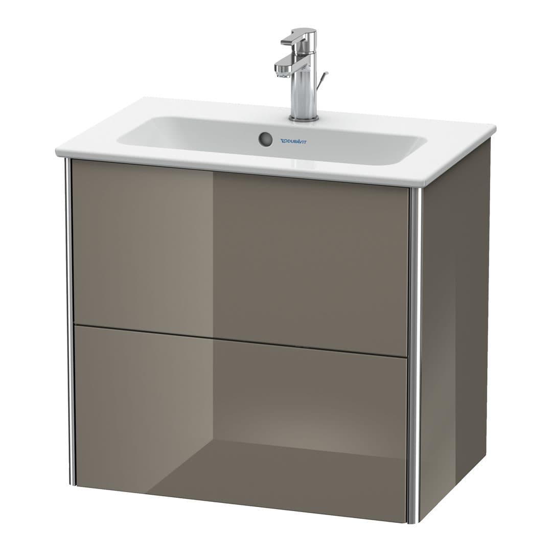 Duravit XSquare – Έπιπλο Νιπτήρα – 610 mm, 2 συρτάρια, νιπτήρας κέντρο, Compact – Flannel Grey High Gloss, Lacquer (XS416508989)