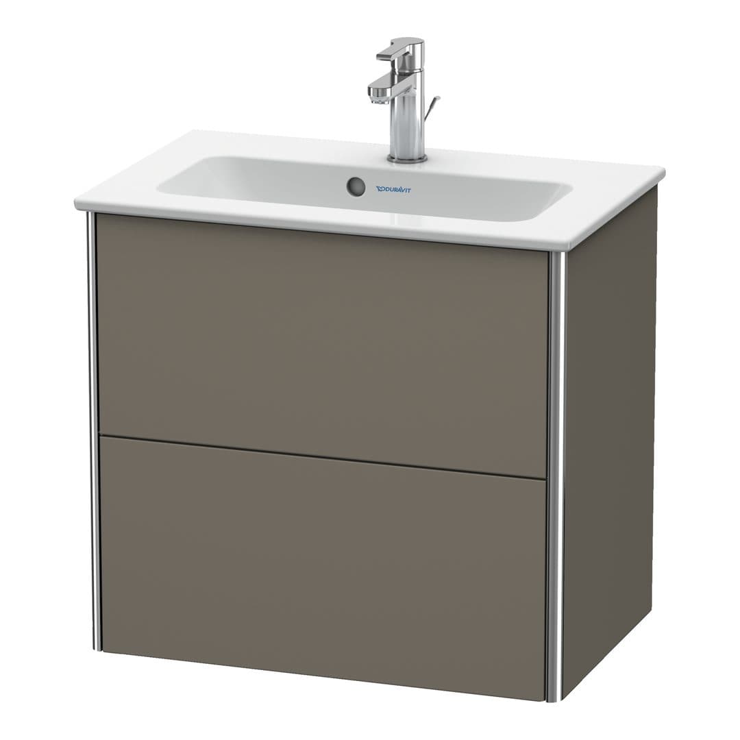 Duravit XSquare – Έπιπλο Νιπτήρα – 610 mm, 2 συρτάρια, νιπτήρας κέντρο, Compact – Flannel Grey Satin Matt, Lacquer (XS416509090)