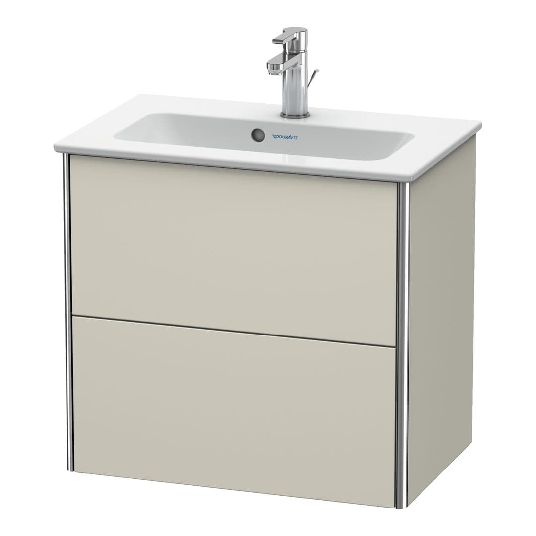 Duravit XSquare – Έπιπλο Νιπτήρα – 610 mm, 2 συρτάρια, νιπτήρας κέντρο, Compact – Taupe Matt, Decor (XS416509191)