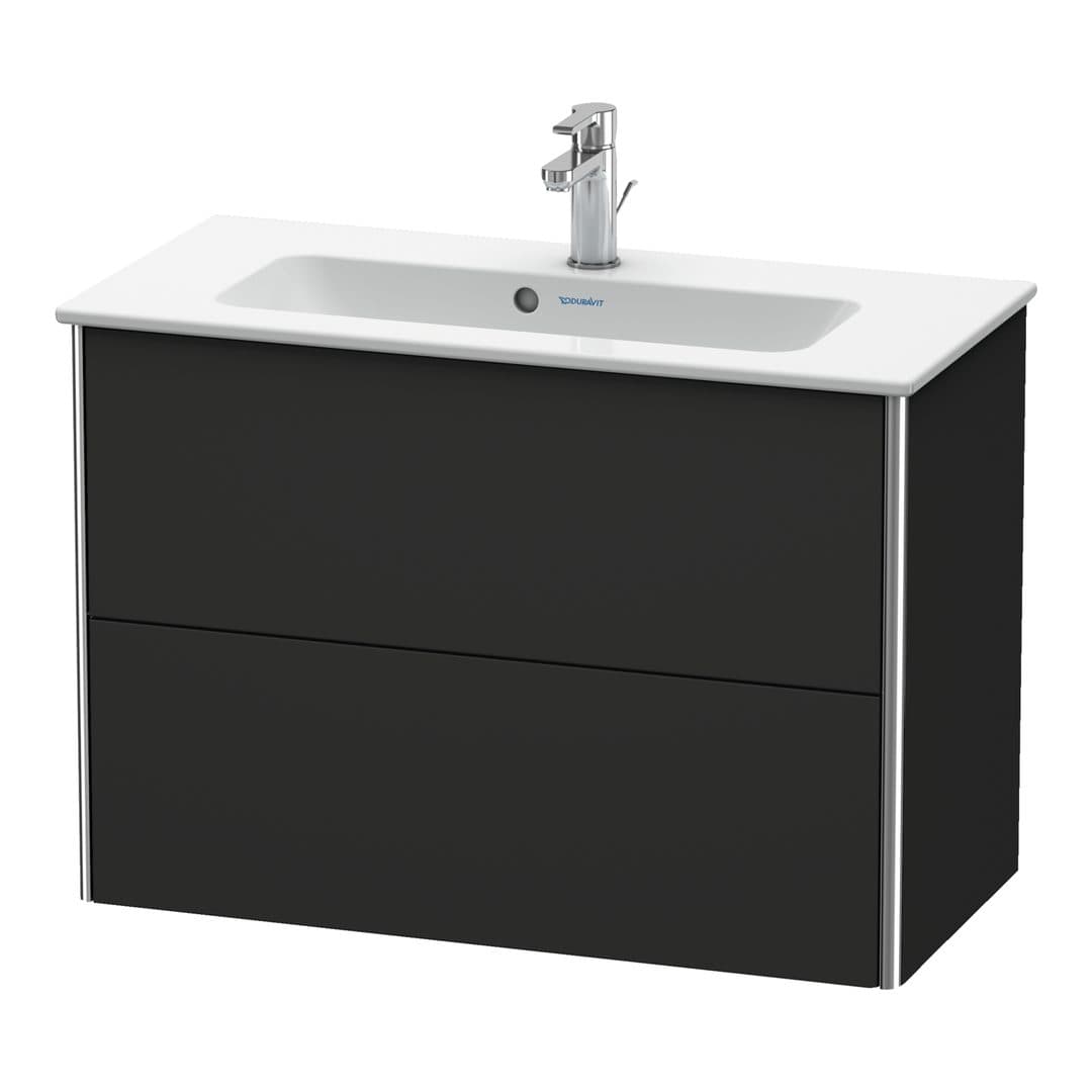 Duravit XSquare – Έπιπλο Νιπτήρα – 810 mm, 2 συρτάρια, νιπτήρας κέντρο, Compact – Graphite Super Matt, Decor (XS416608080)