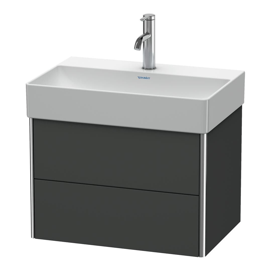 Duravit XSquare – Έπιπλο Νιπτήρα – 584 mm, 2 συρτάρια, νιπτήρας κέντρο, Compact – Graphite Matt, Decor (XS416704949)