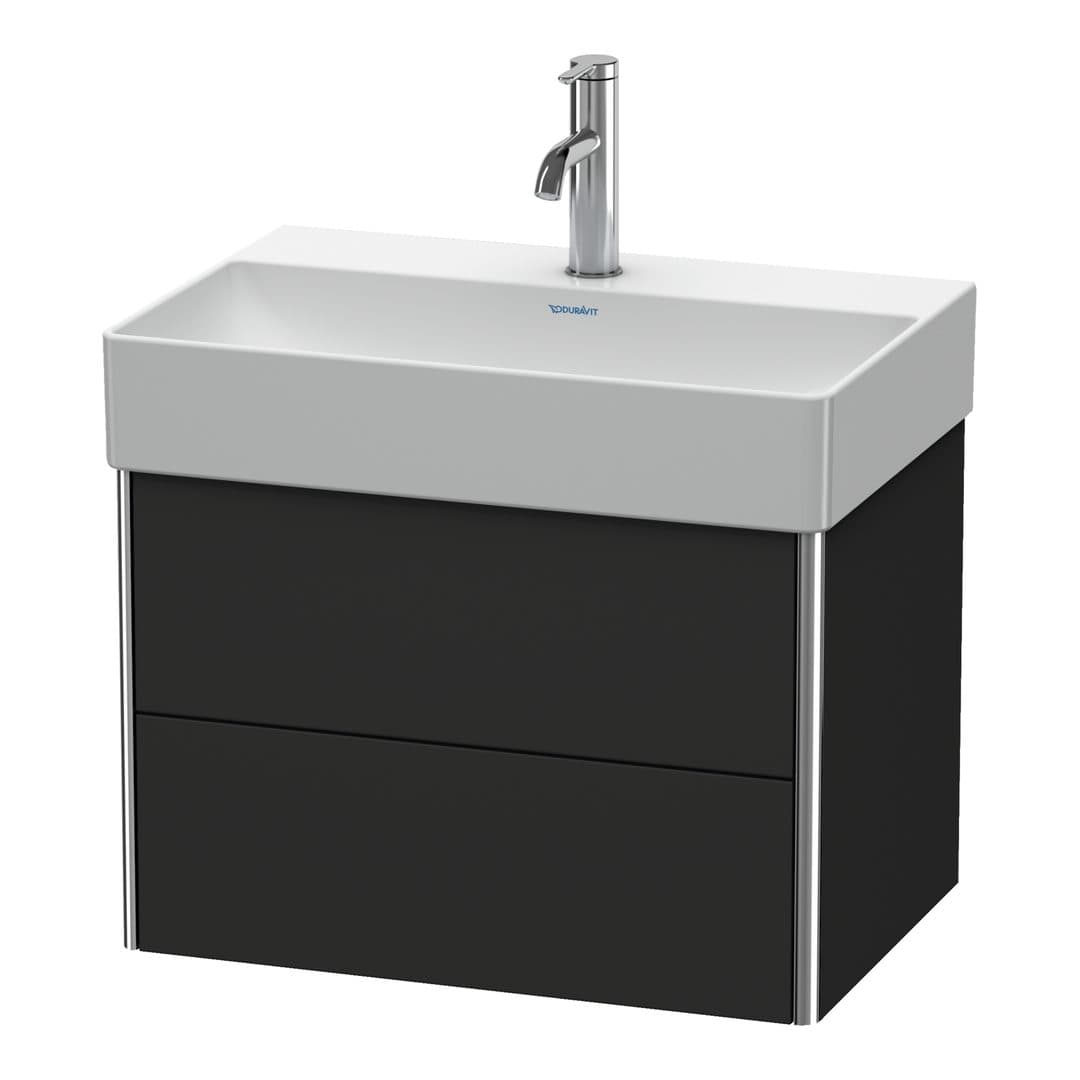 Duravit XSquare – Έπιπλο Νιπτήρα – 584 mm, 2 συρτάρια, νιπτήρας κέντρο, Compact – Graphite Super Matt, Decor (XS416708080)