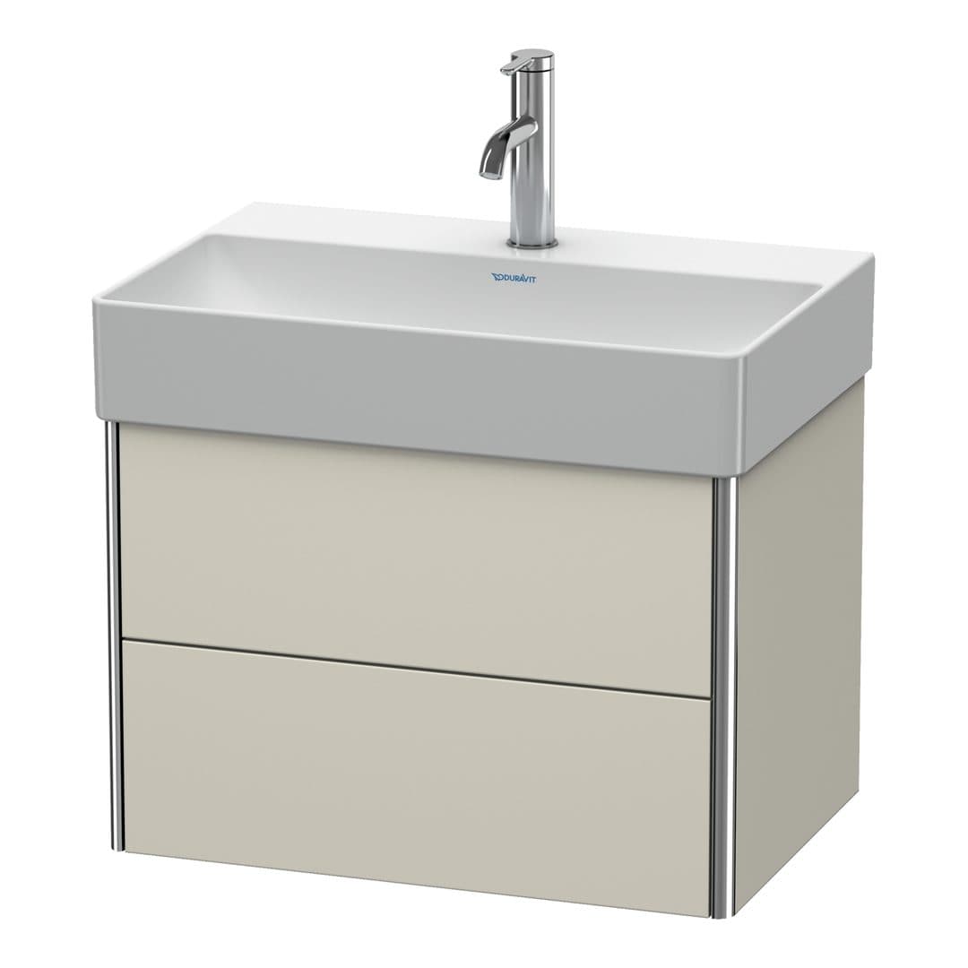 Duravit XSquare – Έπιπλο Νιπτήρα – 584 mm, 2 συρτάρια, νιπτήρας κέντρο, Compact – Taupe Super Matt, Decor (XS416708383)