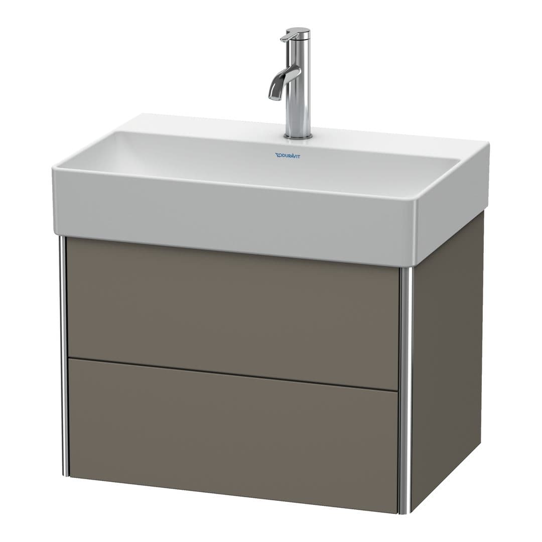 Duravit XSquare – Έπιπλο Νιπτήρα – 584 mm, 2 συρτάρια, νιπτήρας κέντρο, Compact – Flannel Grey Satin Matt, Lacquer (XS416709090)