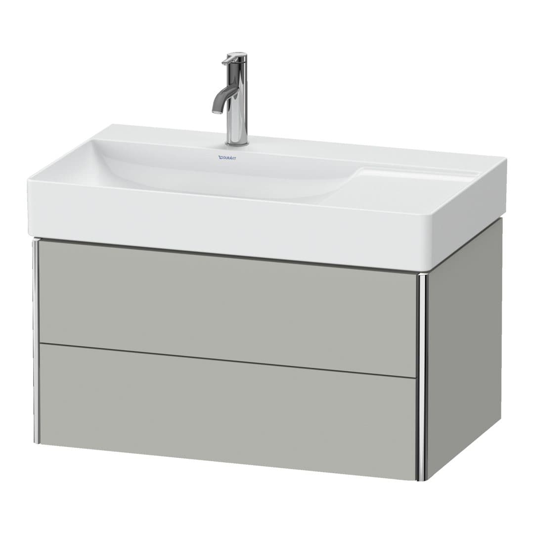 Duravit XSquare – Έπιπλο Νιπτήρα – 784 mm, 2 συρτάρια, νιπτήρας αριστερά – Concrete grey Matt, Decor (XS416800707)