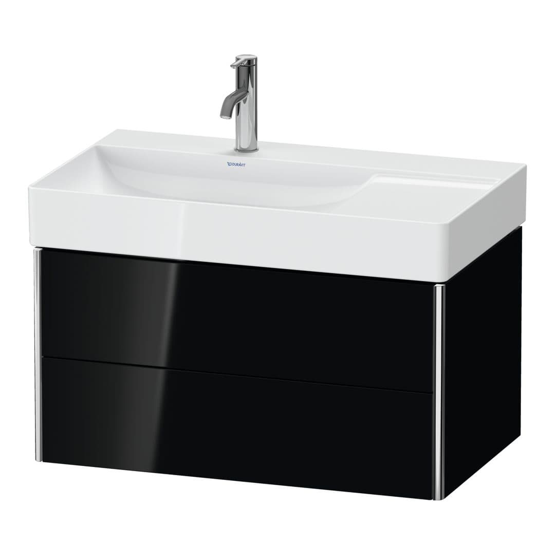 Duravit XSquare – Έπιπλο Νιπτήρα – 784 mm, 2 συρτάρια, νιπτήρας αριστερά – Black High Gloss, Lacquer (XS416804040)