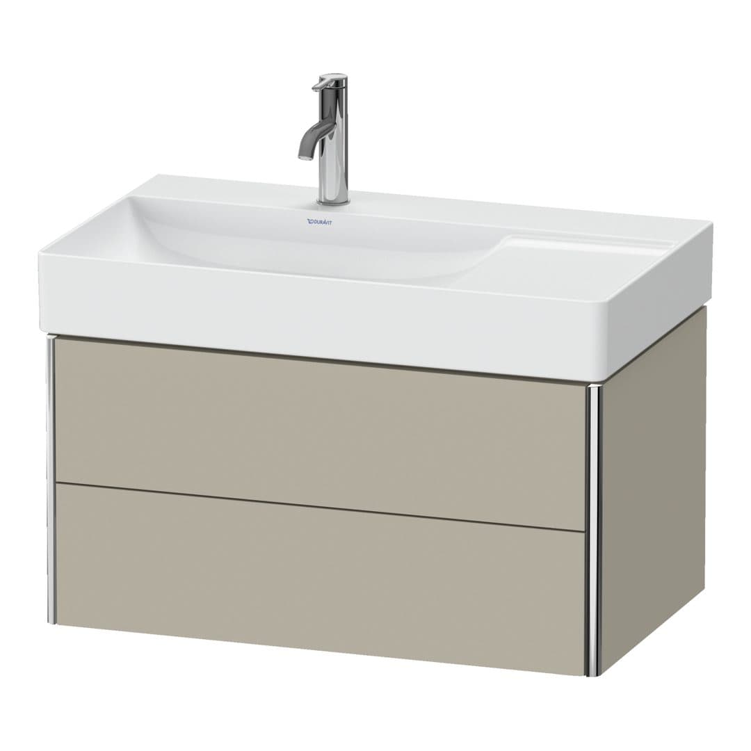Duravit XSquare – Έπιπλο Νιπτήρα – 784 mm, 2 συρτάρια, νιπτήρας αριστερά – Taupe Satin Matt, Lacquer (XS416806060)