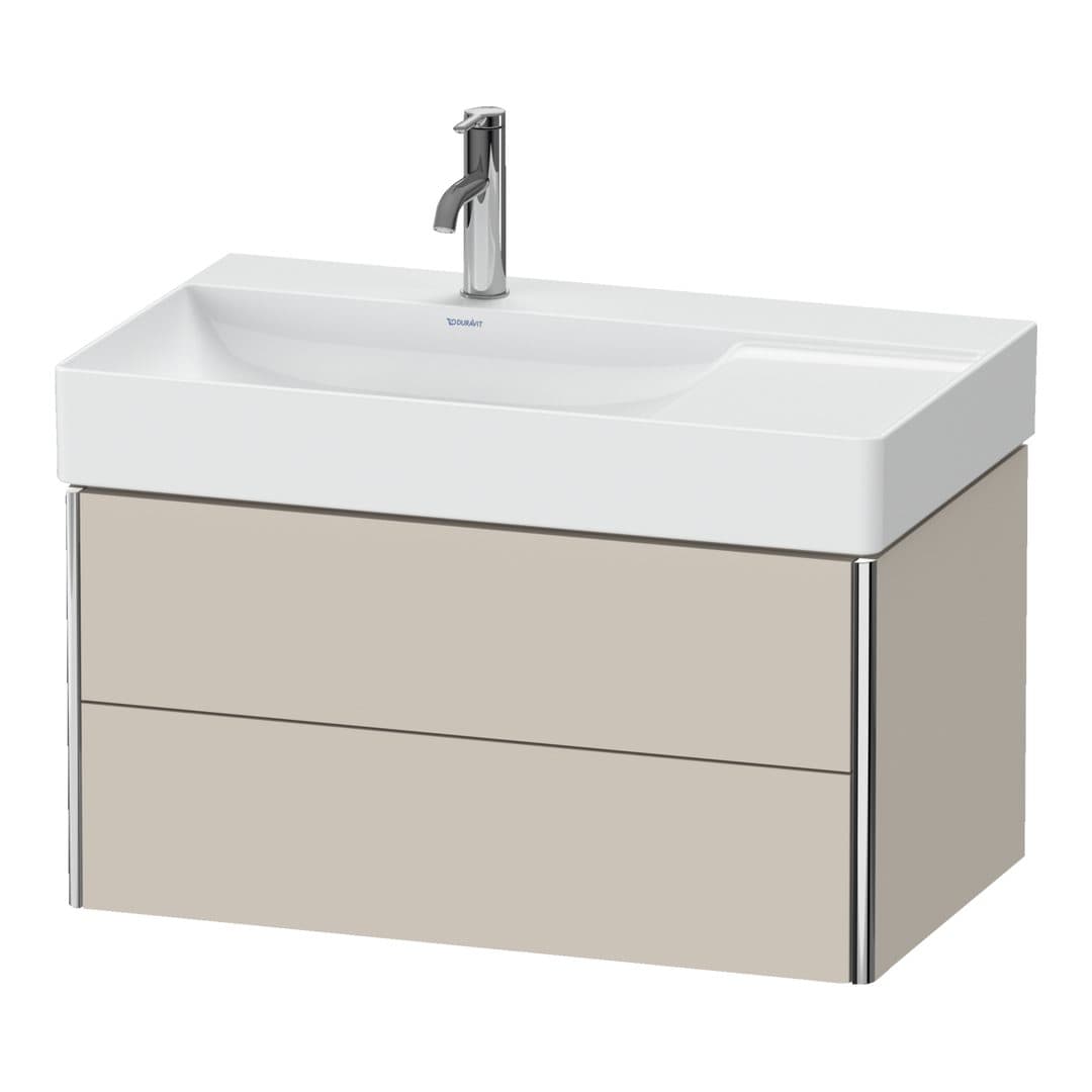 Duravit XSquare – Έπιπλο Νιπτήρα – 784 mm, 2 συρτάρια, νιπτήρας αριστερά – Taupe Super Matt, Decor (XS416808383)