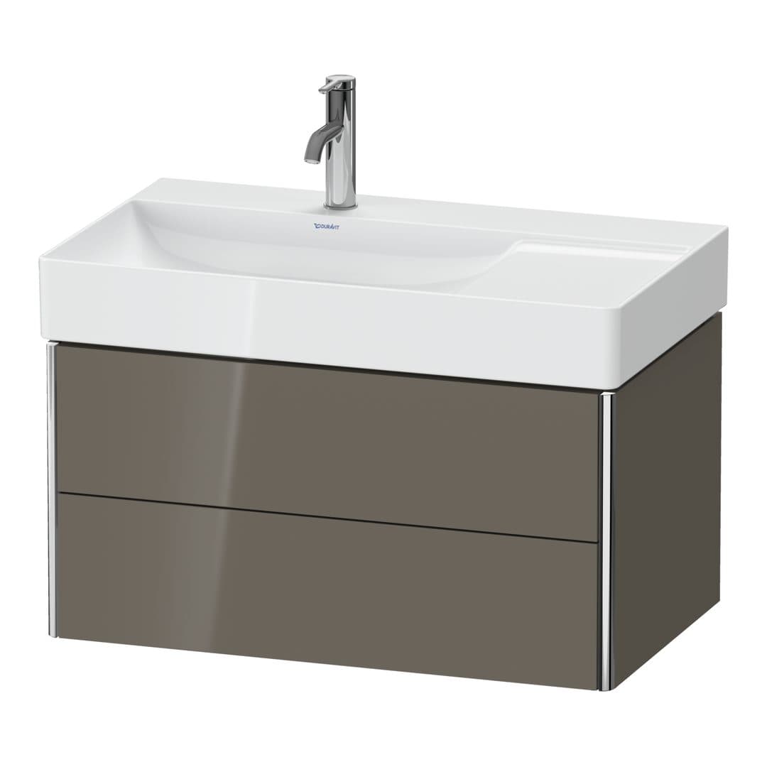 Duravit XSquare – Έπιπλο Νιπτήρα – 784 mm, 2 συρτάρια, νιπτήρας αριστερά – Flannel Grey High Gloss, Lacquer (XS416808989)