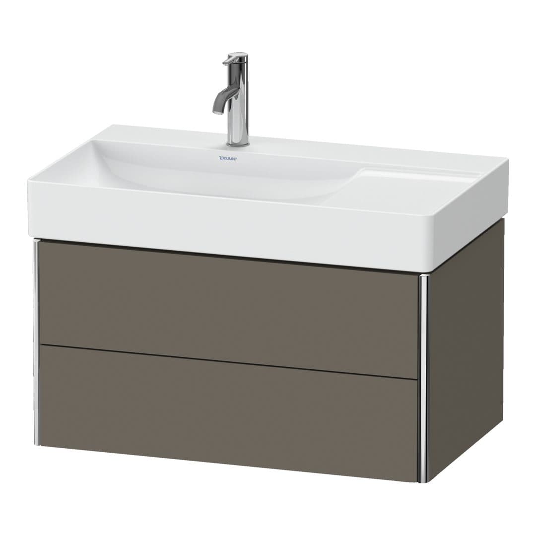 Duravit XSquare – Έπιπλο Νιπτήρα – 784 mm, 2 συρτάρια, νιπτήρας αριστερά – Flannel Grey Satin Matt, Lacquer (XS416809090)