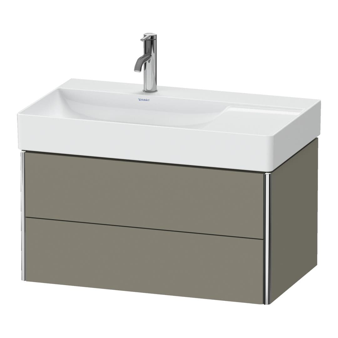 Duravit XSquare – Έπιπλο Νιπτήρα – 784 mm, 2 συρτάρια, νιπτήρας αριστερά – Stone grey Satin Matt, Lacquer (XS416809292)