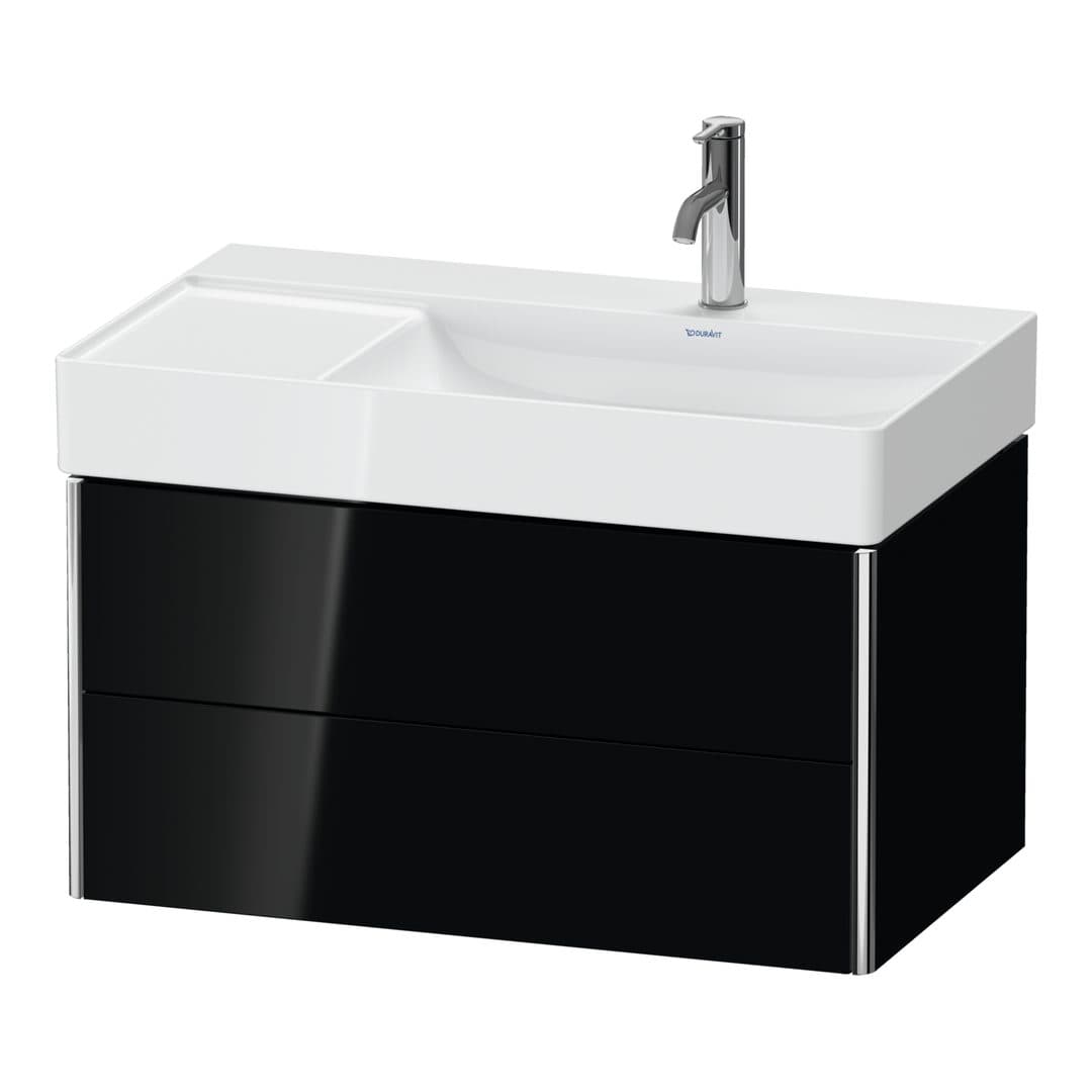 Duravit XSquare – Έπιπλο Νιπτήρα – 784 mm, 2 συρτάρια, νιπτήρας δεξιά – Black High Gloss, Lacquer (XS416904040)