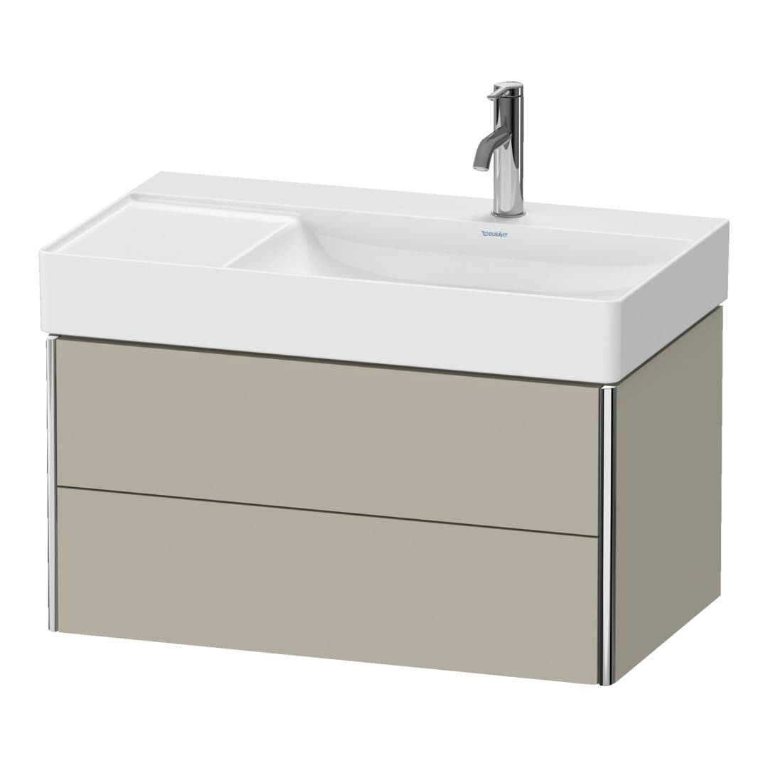 Duravit XSquare – Έπιπλο Νιπτήρα – 784 mm, 2 συρτάρια, νιπτήρας δεξιά – Taupe Satin Matt, Lacquer (XS416906060)