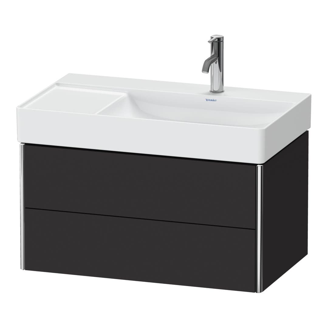 Duravit XSquare – Έπιπλο Νιπτήρα – 784 mm, 2 συρτάρια, νιπτήρας δεξιά – Graphite Super Matt, Decor (XS416908080)