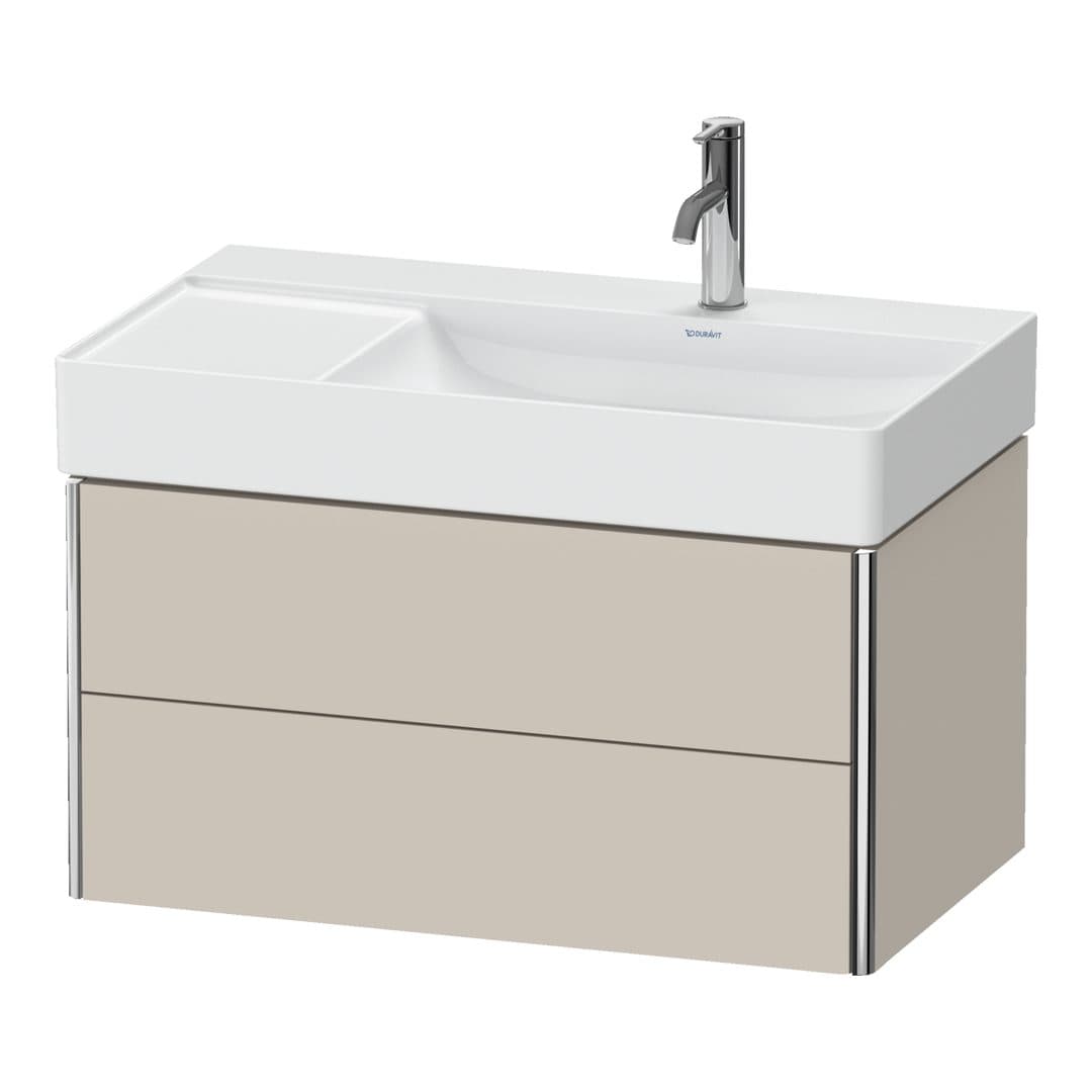 Duravit XSquare – Έπιπλο Νιπτήρα – 784 mm, 2 συρτάρια, νιπτήρας δεξιά – Taupe Super Matt, Decor (XS416908383)