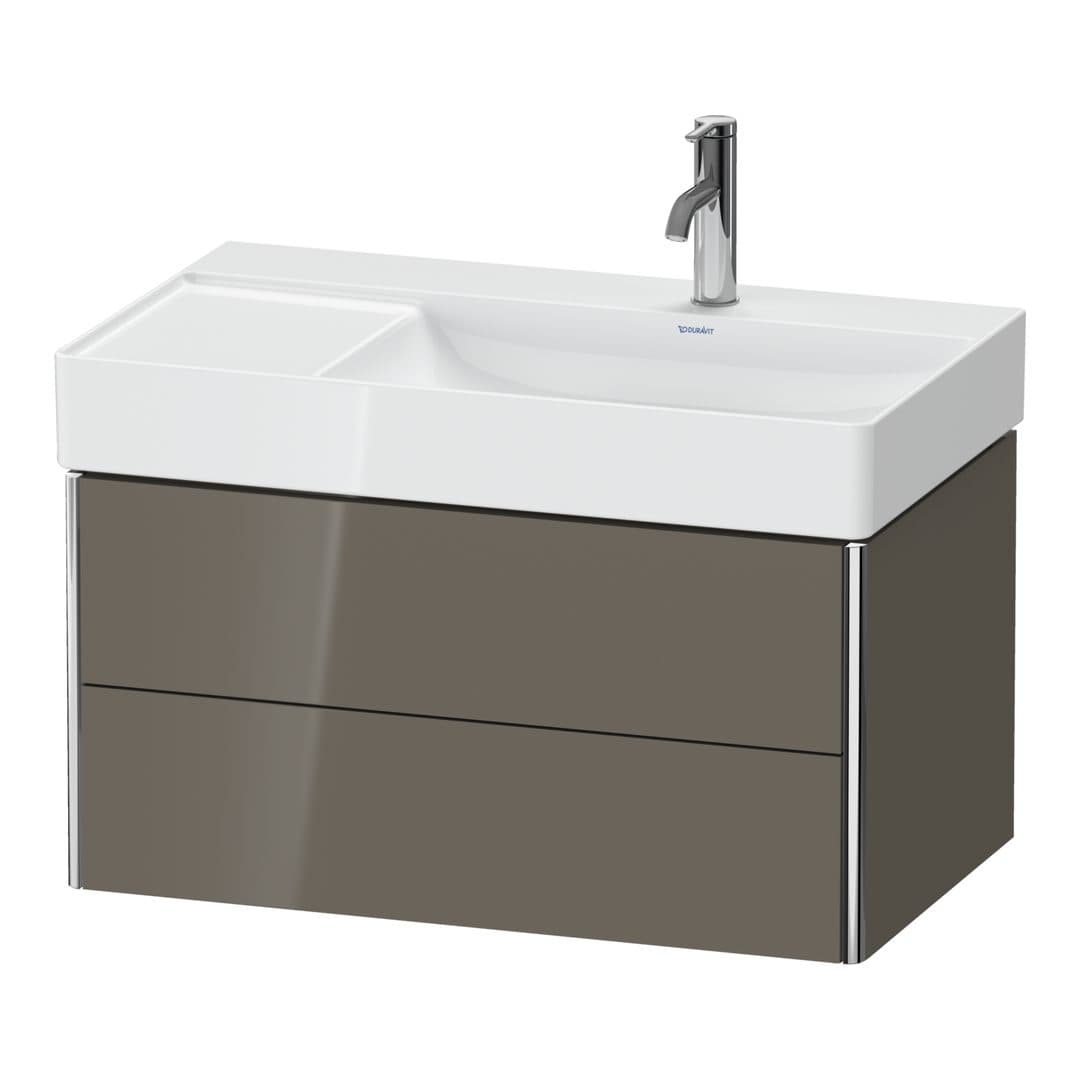 Duravit XSquare – Έπιπλο Νιπτήρα – 784 mm, 2 συρτάρια, νιπτήρας δεξιά – Flannel Grey High Gloss, Lacquer (XS416908989)