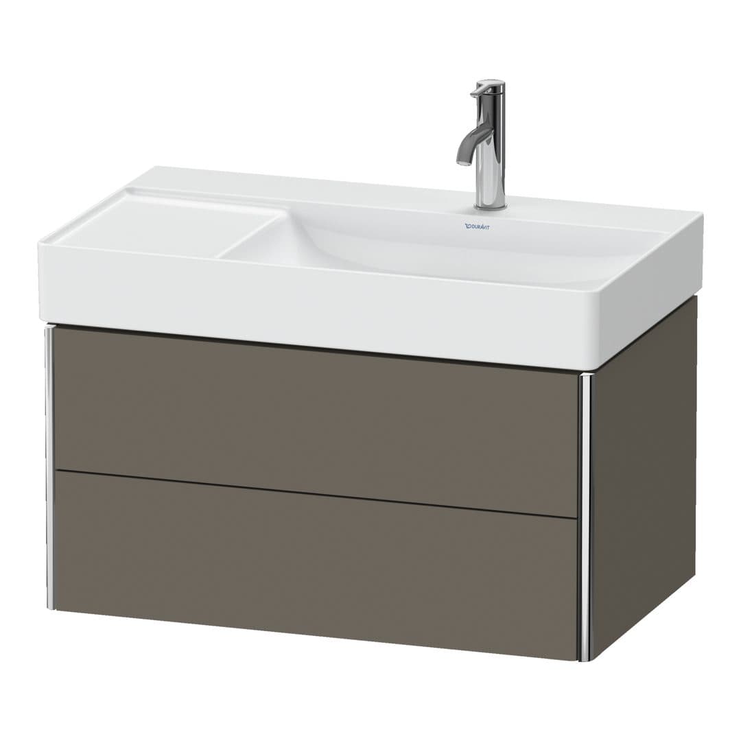 Duravit XSquare – Έπιπλο Νιπτήρα – 784 mm, 2 συρτάρια, νιπτήρας δεξιά – Flannel Grey Satin Matt, Lacquer (XS416909090)