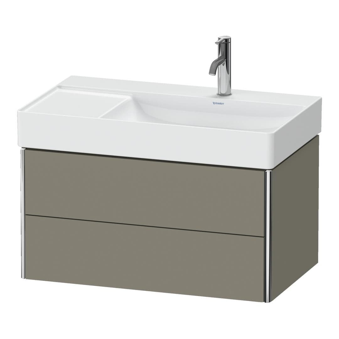 Duravit XSquare – Έπιπλο Νιπτήρα – 784 mm, 2 συρτάρια, νιπτήρας δεξιά – Stone grey Satin Matt, Lacquer (XS416909292)