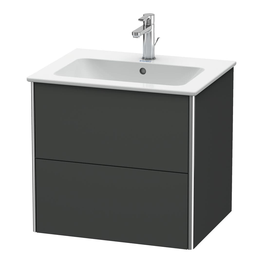 Duravit XSquare – Έπιπλο Νιπτήρα – 610 mm, 2 συρτάρια, νιπτήρας κέντρο – Graphite Matt, Decor (XS417104949)