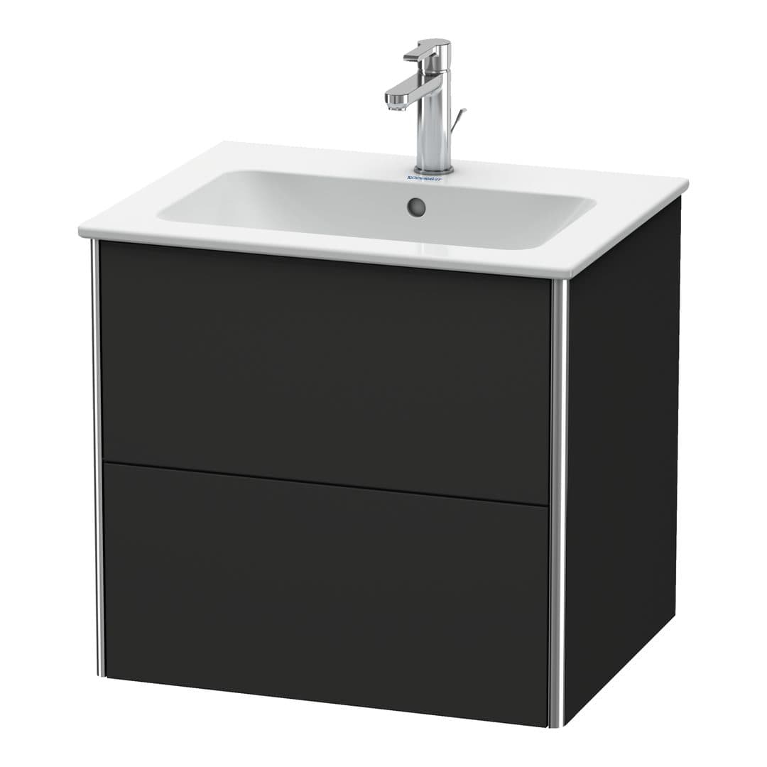 Duravit XSquare – Έπιπλο Νιπτήρα – 610 mm, 2 συρτάρια, νιπτήρας κέντρο – Graphite Super Matt, Decor (XS417108080)