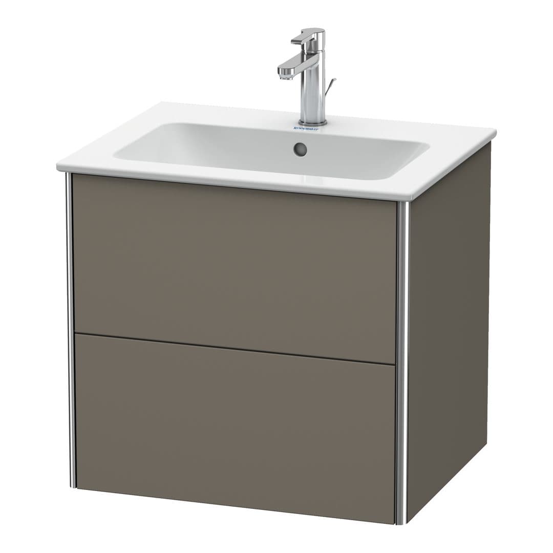 Duravit XSquare – Έπιπλο Νιπτήρα – 610 mm, 2 συρτάρια, νιπτήρας κέντρο – Flannel Grey Satin Matt, Lacquer (XS417109090)