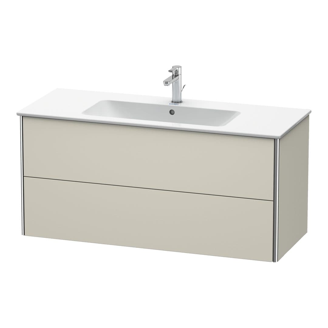 Duravit XSquare – Έπιπλο Νιπτήρα – 1210 mm, 2 συρτάρια, νιπτήρας κέντρο – Taupe Super Matt, Decor (XS417408383)