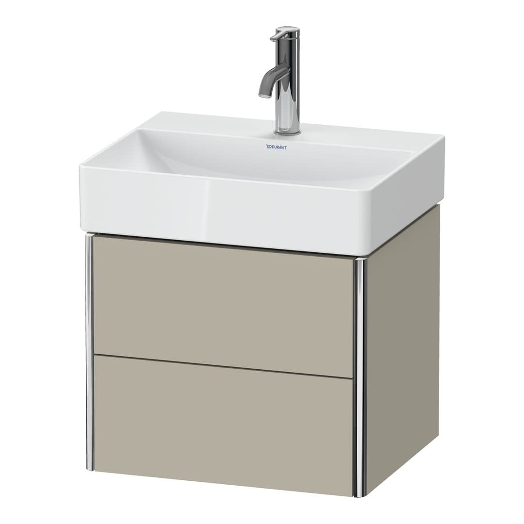Duravit XSquare – Έπιπλο Νιπτήρα – 484 mm, 2 συρτάρια, νιπτήρας κέντρο, Compact – Taupe Satin Matt, Lacquer (XS430506060)
